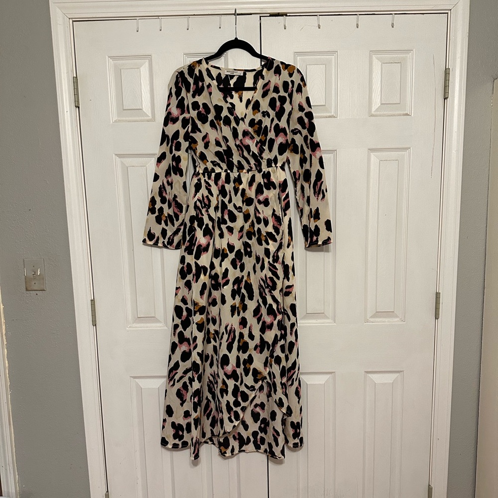 Leopard print pink maxi dress